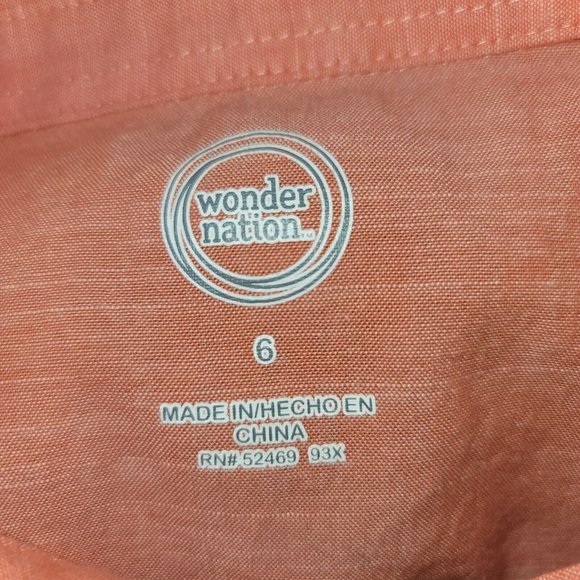 Wonder Nation Boy Short Sleeve Shirt Button Up Dress Cotton Size 6 pre-owned - Picture 5 of 5